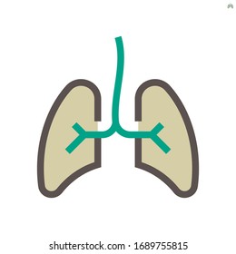 Lung vector icon design, 48x48 pixel perfect and editable stroke.