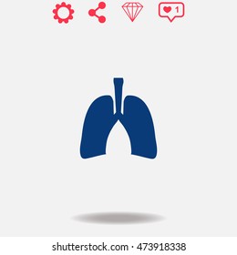 Lung vector icon on grey background.