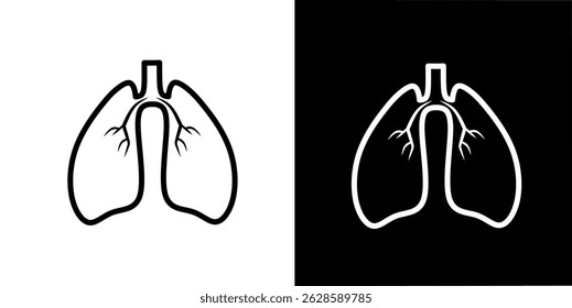 Ilustração de design de ícone de linha de vetor pulmonar. Símbolo Médico no Fundo Branco. Ilustração de esboço pulmonar.