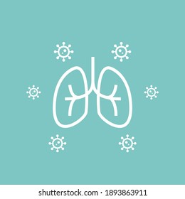 Lung Vector. Viruses On Lung Vector. Virus On Lung Doodle Logo.