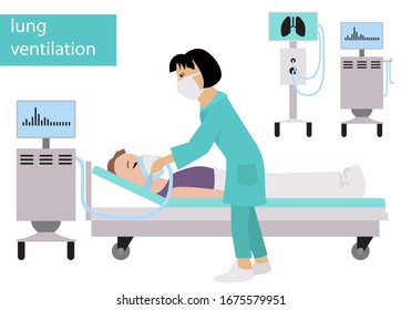 Lung ventilation. Quarantine, stop coronavirus epidemic design concept. Vector illustration