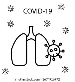 Lung and virus, coronavirus simple line icon vector illustration 