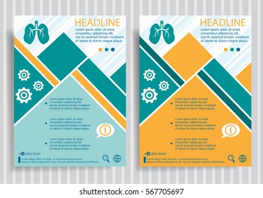 Lung web symbol on vector brochure flyer design layout template. Business modern template