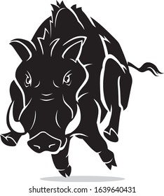 Lunge Attack Wild Boar, Front View