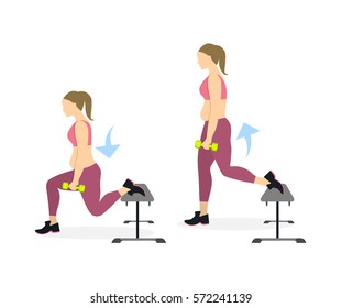 Lunge exercise for legs on white background. Healthy lifestyle. Workout for fat woman.
