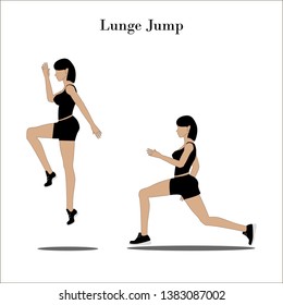 Lunge Jump Exercise On The White Background. Vector Illustration