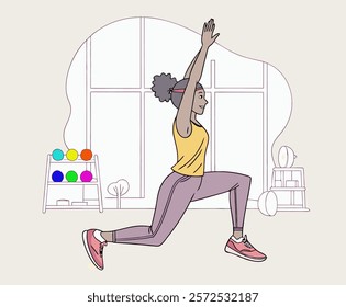 Lunge Jumps exercise, Woman workout fitness, aerobic and exercises.