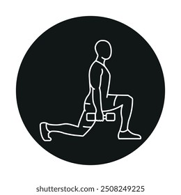 Lunges with dumbbells line icon. Vector isolated element. Editable stroke.