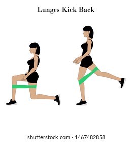 Lunges kick back illustration on the white background. Vector illustration
