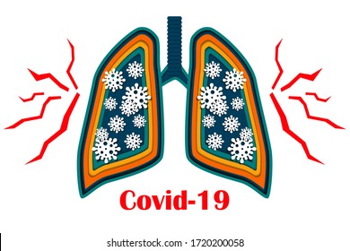 Lungs affected by coronavirus. Paper style. Сovid-19. Medicine concept.