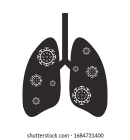 The lungs are affected by the coronavirus. Sign, icon, concept or symbol covid-19 2019-nCoV. Vector illustration isolated on a white background