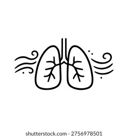 lungs with air lines line icon, outline vector image
Vector line icon on a white background
Health, anatomy