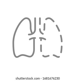 Amputationssymbol der Lunge. Eine Lunge, Krankheiten, das innere Organsymbol