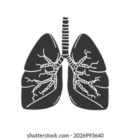 Lungs Anathomy Icon Silhouette Illustration. Human Body Vector Graphic Pictogram Symbol Clip Art. Doodle Sketch Black Sign.