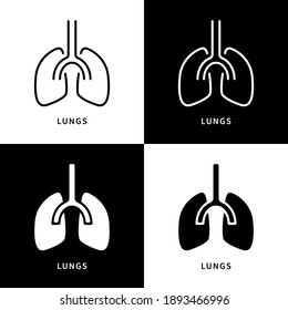 lungs Anatomy Organ Icon Symbol Illustration. Human Respiration Organs Logo. Biology Educatiion Design Vector Icons Set