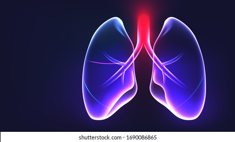 Lungs anatomy part glowing light X-ray abstract concept vector illustration