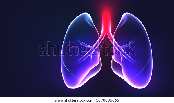 Lungs anatomy part glowing light X-ray\
abstract concept vector\
illustration