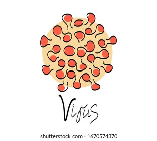 Lungs bacteria of corona virus vector icon, causing pneumonia or fever, isolated on white background, hand drawn illustration 