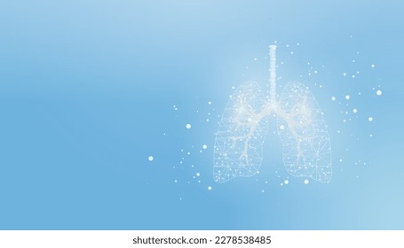 Lungs. Banner template with glowing low poly. Futuristic modern abstract. Vector illustration