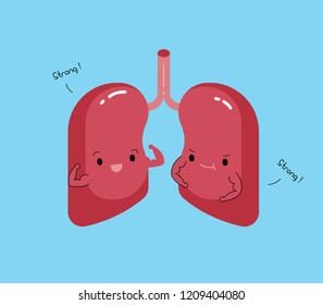 Lungs be strong for healthy, vector cartoon.
