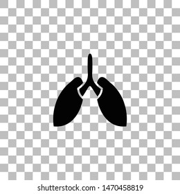 Lungs. Black flat icon on a transparent background. Pictogram for your project