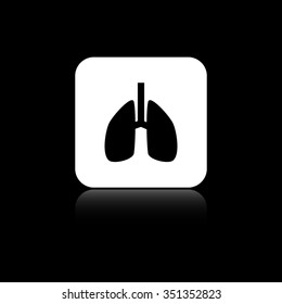Lungs - black vector icon on the white button