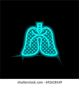 Lungs blue glowing neon ui ux icon. Glowing sign logo vector