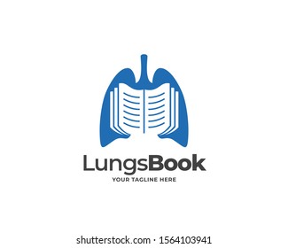 lungs book logo design vector, science logo design concept