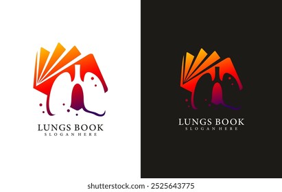 lungs book logo vector template illustration design