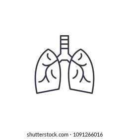 Lungs breath linear icon concept. Lungs breath line vector sign, symbol, illustration.