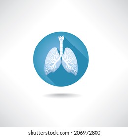 Lungs and bronchi icon. Human anatomy web buttons set.