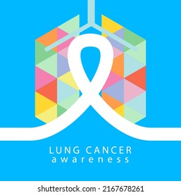 Lungs cancer awareness day, month. Lungs and white ribbon vector illustration. Medicine support and campaign