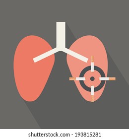 Lungs cancer cause by cigarettes smoking. Conceptual vector design
