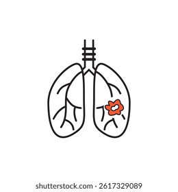 Lungs cancer line color icon.  Oncology. Isolated vector element. Outline pictogram for web page, mobile app, promo. 