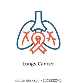 Lungs Cancer  Vector Two Color Icon. Eps File 10