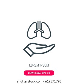 Lungs care icon, vector