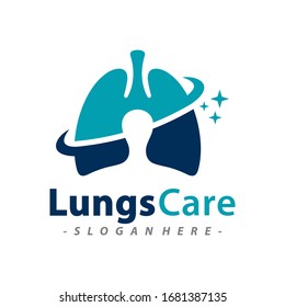 Lungs Care logo design template combination. Vector illustration.