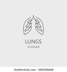 Lungs Care Logo Template, Line Art Style suitable for clinic, hospital, or company that focus on lungs healthy issue