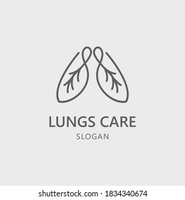 Lungs Care Logo Template, Line Art Style suitable for clinic, hospital, or company that focus on lungs healthy issue