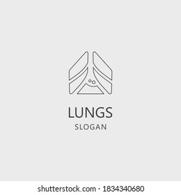 Lungs Care Logo Template, Line Art Style suitable for clinic, hospital, or company that focus on lungs healthy issue