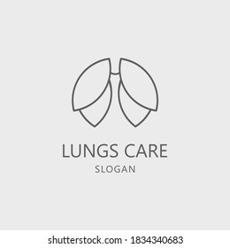 Lungs Care Logo Template, Line Art Style suitable for clinic, hospital, or company that focus on lungs healthy issue