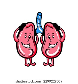 Icono de caricatura de pulmones Vector de diseño plano 