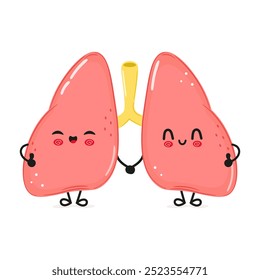 Lungs character. Everything is gonna be cool card. Vector hand drawn cartoon kawaii character illustration icon. Isolated on white background. Lungs character concept