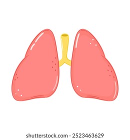 Carácter de pulmones. Icono de ilustración de personaje kawaii de dibujos animados dibujado a mano de Vector. Aislado sobre fondo blanco. Concepto de carácter de pulmones