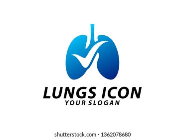 Lungs Check logo concept vector, Health lungs logo Template, Lungs Care logo, Icon Symbol