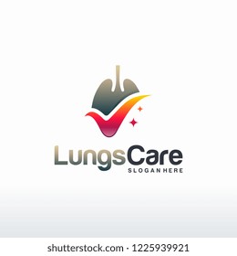Lungs Check logo designs concept vector, Health lungs logo symbol, Lungs Care logo