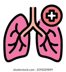 Lungs checkup icon in flat line style representing respiratory health pulmonary examination and medical diagnostics ideal for healthcare wellness and prevention concepts.