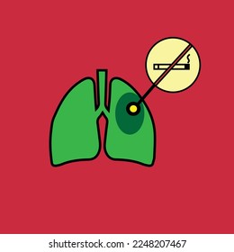 Lungs with cigarette symbol cut and a spot on one of them