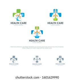 Lungs Clinic Vector Logo Design With Lung Icon Inside Medical Cross Symbol, Suitable For Healthy And Human Care, Clinic And Pharmacy Logo And Icons