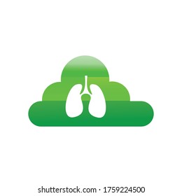 Lungs with Cloud Logo Template Design - Vector.